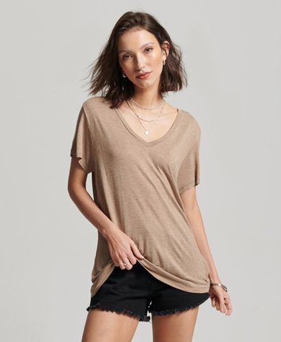 Women's Strukturiertes T-Shirt mit V-Ausschnitt - Größe: 38 - Superdry - Modalova
