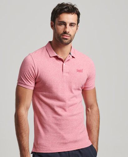 Men's Classic Logo Embroidered Pique Polo Shirt, Pink, Size: L - Superdry - Modalova