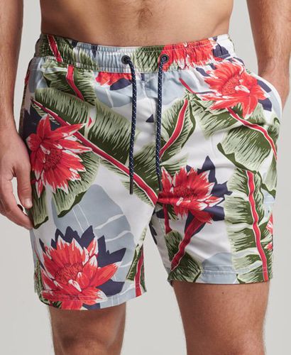Men's Hawaiian Recycled Swim Shorts White / Optic Banana Leaf - Size: S - Superdry - Modalova