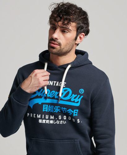 Men's Vintage Logo Premium Overdyed Hoodie Navy / Midnight Navy - Size: S - Superdry - Modalova