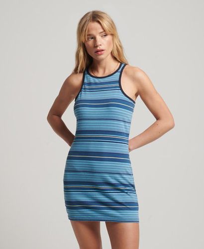Women's Vintage Stripe Racer Dress Brown / Tonal Blue Stripe - Size: 14 - Superdry - Modalova