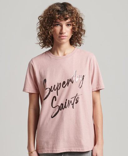 Women's Vintage Embellished T-Shirt Pink / Blush Pink Marl - Size: 8 - Superdry - Modalova