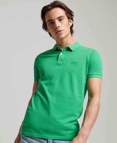 Men's Classic Logo Embroidered Destroyed Polo Shirt, Green, Size: S - Superdry - Modalova