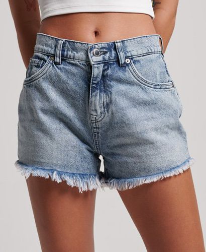 Women's Organic Cotton Studios High Rise Denim Shorts Light Blue / Washed Indigo - Size: 25 - Superdry - Modalova