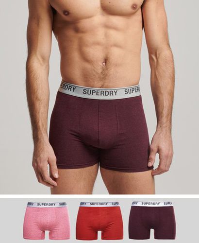 Men's Organic Cotton Boxers Triple Pack Red / Burgundy/Red/Pink - Size: L - Superdry - Modalova
