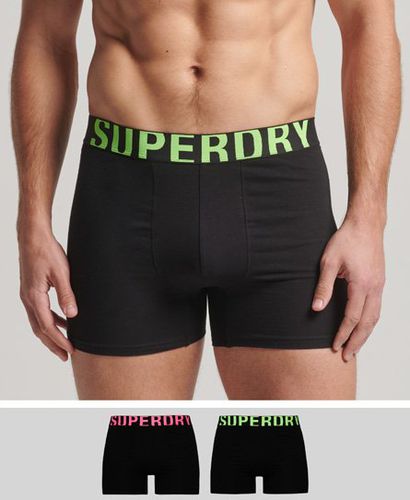 Men's Organic Cotton Boxer Dual Logo Double Pack / / Fluro - Size: S - Superdry - Modalova
