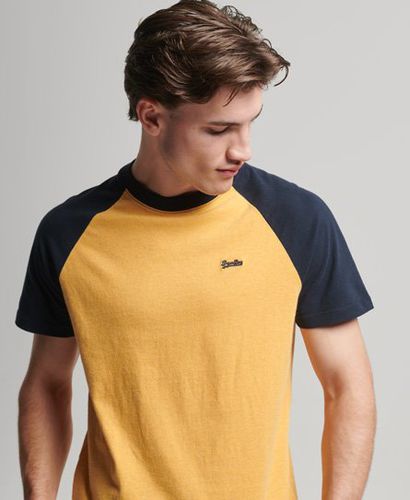 Men's Organic Cotton Essential Logo Baseball T-Shirt Yellow / Ochre Marl/Eclipse Navy - Size: S - Superdry - Modalova