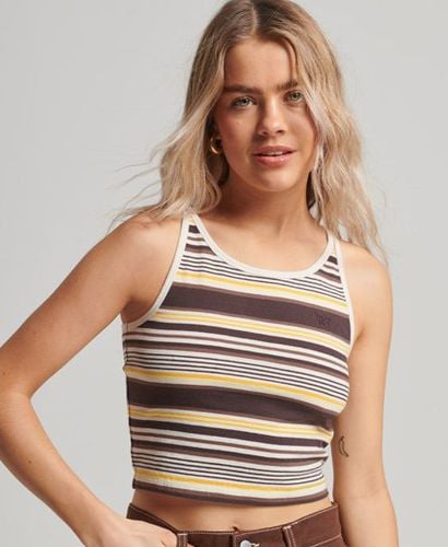 Women's Vintage Stripe Surf Tank Top Brown / Dark Chocolate Brown Stripe - Size: 14 - Superdry - Modalova