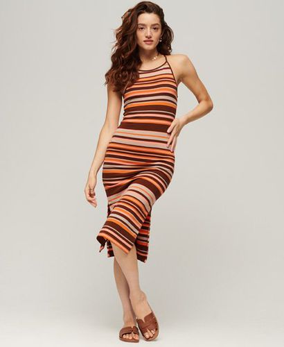 Women's Jersey Stripe Cami Midi Dress Brown / Cali Brown Stripe - Size: 8 - Superdry - Modalova