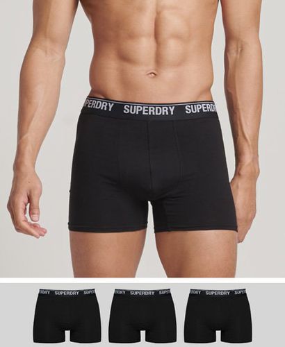 Men's Organic Cotton Boxers Triple Pack Black / Black/Black Optic - Size: XL - Superdry - Modalova