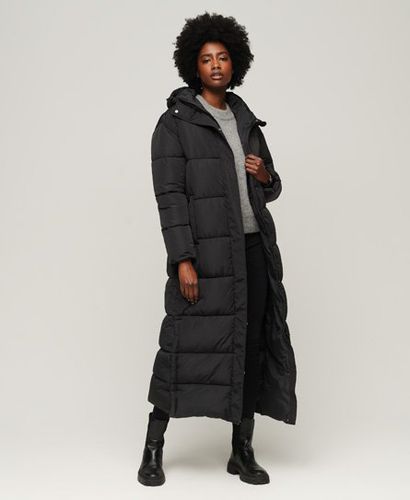 Women's Hooded Maxi Puffer Coat Black - Size: 6 - Superdry - Modalova