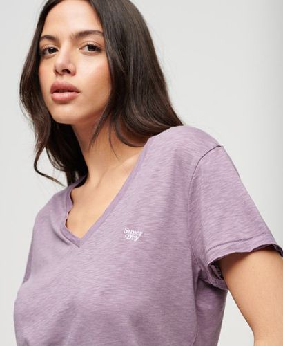 Women's Slub Embroidered V-Neck T-Shirt / Ash - Size: 12 - Superdry - Modalova