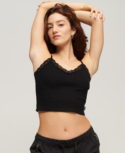 Women's Damen Geripptes Trägertop mit Spitzenbesatz, Größe: S/M - Größe: S/M - Superdry - Modalova