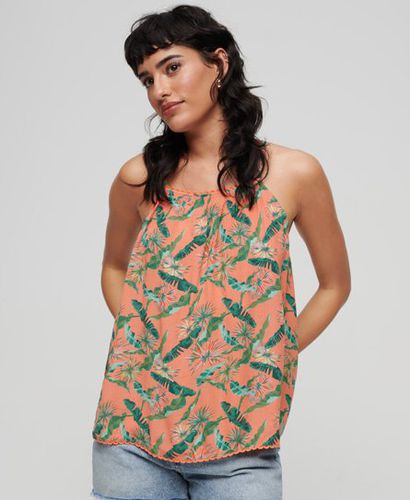 Women's Halter Beach Cami Top Cream / Coral Tropical - Size: 6 - Superdry - Modalova