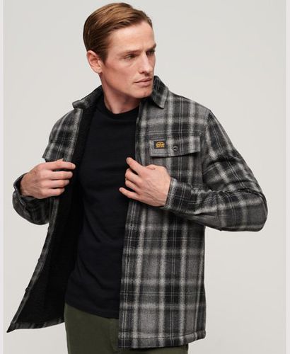 Men's Classic Check Wool Miller Overshirt, Dark Grey, Size: L - Superdry - Modalova