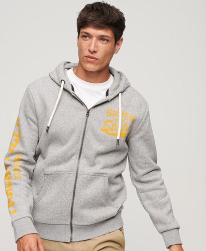 Men's Athletic College Graphic Zip Hoodie Grey / Vintage Grey Fleck Marl - Size: XL - Superdry - Modalova