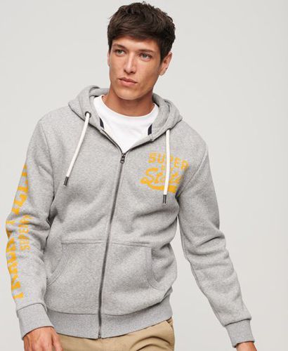 Men's Mens Classic Athletic College Graphic Zip Hoodie, Grey, Size: L - Superdry - Modalova