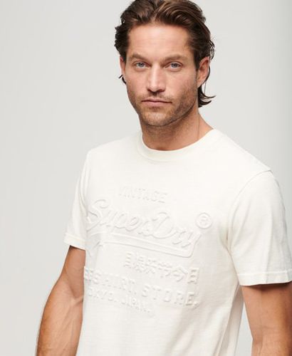 Men's Embossed Vintage Logo T-Shirt Cream - Size: L - Superdry - Modalova