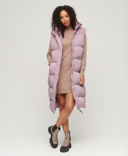 Women's Longline Hooded Puffer Gilet Pink / Mauve Shadows Pink - Size: 10 - Superdry - Modalova