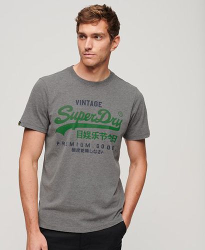 Men's Classic Logo Print Vintage Premium Goods T Shirt, Dark Grey and Green, Size: S - Superdry - Modalova