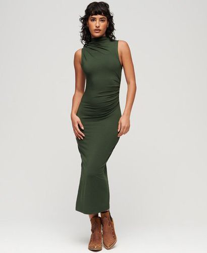 Women's Ruched Jersey Midi Dress Green / Duffle Bag Green - Size: 14 - Superdry - Modalova