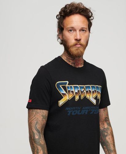 Men's 70s Rock Graphic Band T-Shirt Black - Size: L - Superdry - Modalova