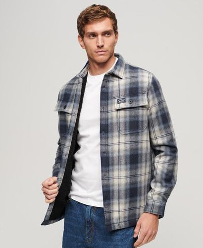 Men's Fleece-Lined Wool Check Overshirt Dark Blue / Roderick Check Dark Blue - Size: XL - Superdry - Modalova