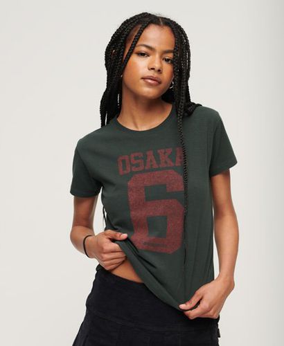 Women's Osaka Graphic Short Sleeve Fitted T-Shirt Green / Academy Dark Green - Size: 10 - Superdry - Modalova