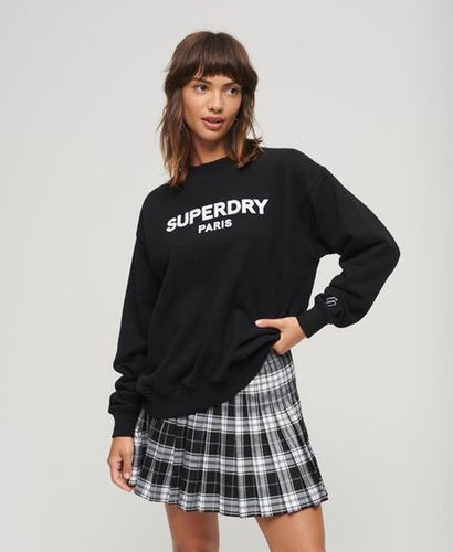 Women's Sport Luxe Loose Crew Sweatshirt Black - Size: 10 - Superdry - Modalova