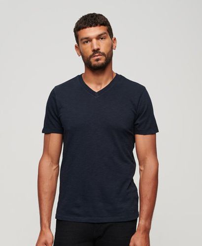 Men's V Neck Slub T-shirt Navy / Eclipse Navy - Size: S - Superdry - Modalova