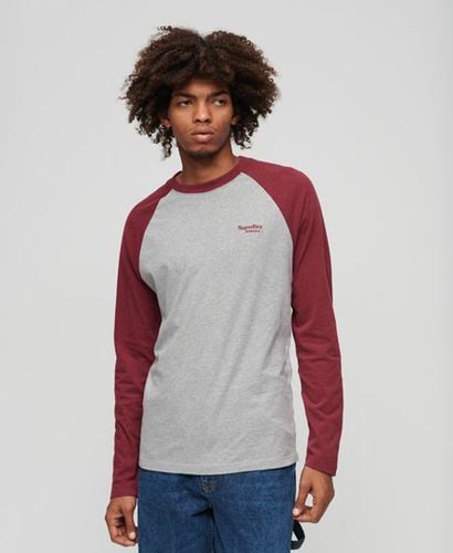 Men's Essential Baseball Long Sleeve Top Red / Grey Marl/Vintage Red Marl - Size: XL - Superdry - Modalova