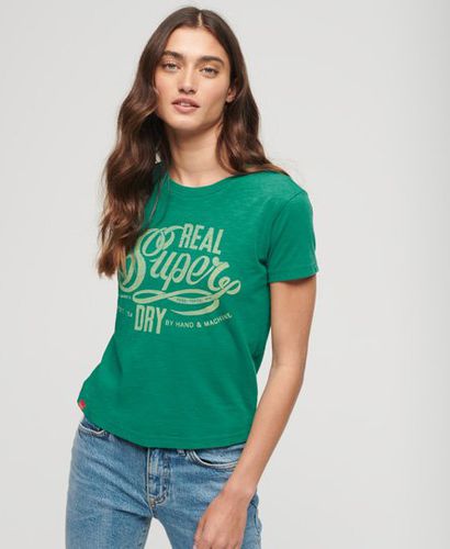Women's Archive Script Graphic T-Shirt Green / Tidepool Green Slub - Size: 8 - Superdry - Modalova