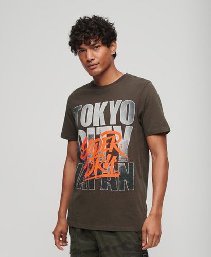 Men's Classic Graphic Print Photographic Skate Logo T-Shirt, Dark Grey and Orange, Size: S - Superdry - Modalova