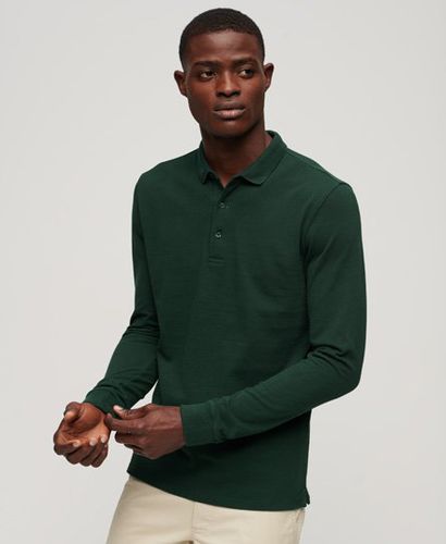 Men's Classic Long Sleeve Cotton Pique Polo Shirt, Green, Size: M - Superdry - Modalova