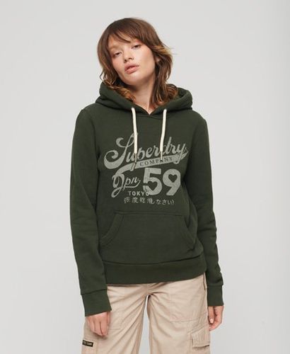 Women's Archive Script Graphic Hoodie Green / Surplus Goods Olive Green - Size: 8 - Superdry - Modalova