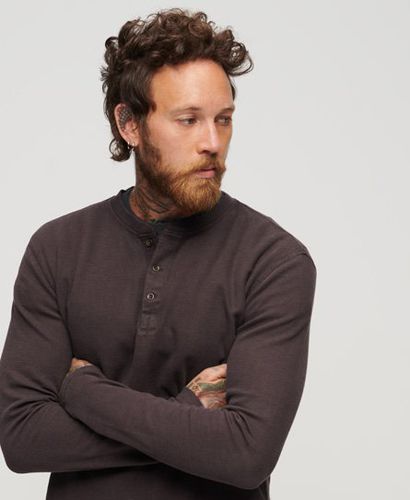 Men's Henley Langarmoberteil mit Waffelmuster - Größe: M - Superdry - Modalova