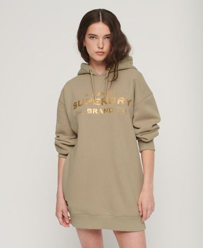 Women's Luxe Metallic Logo Hoodie Dress Light Grey / Warm Grey - Size: 6-8 - Superdry - Modalova