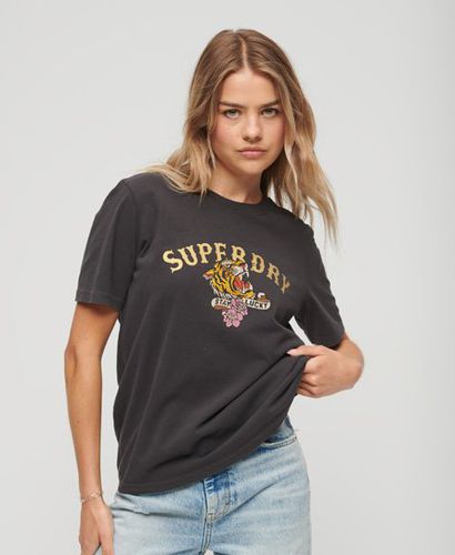 Women's Custom Embellshed T Shirt / Bison Black - Size: 8 - Superdry - Modalova