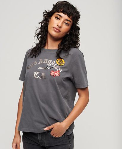 Women's Rhinestone Embellished T-Shirt / Charcoal - Size: 10 - Superdry - Modalova