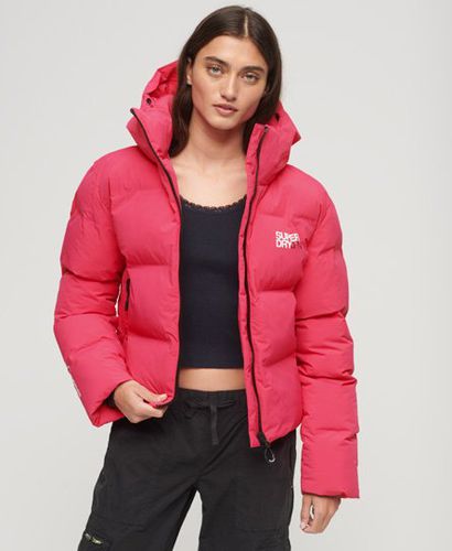 Women's Hooded Boxy Puffer Jacket / Raspberry Red - Size: 10 - Superdry - Modalova