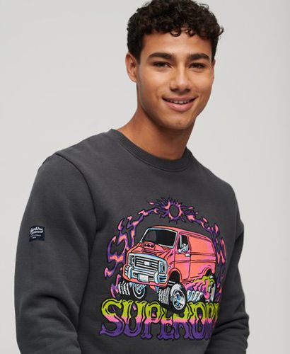 Men's Motor Retro Graphic Sweatshirt Light Grey / Mid Grey - Size: S - Superdry - Modalova