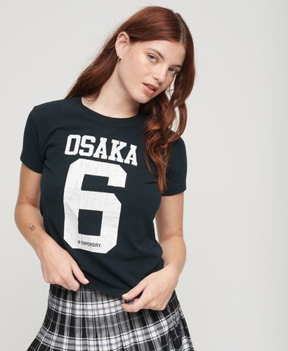Women's Osaka Graphic Short Sleeve Fitted T-Shirt / Eclipse - Size: 12 - Superdry - Modalova