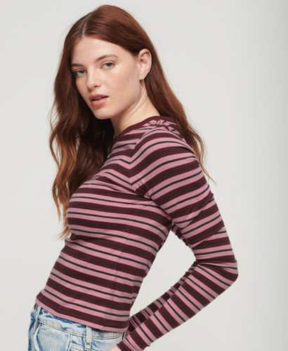 Women's Stripe Long Sleeve Top Pink / Lilac Pink Stripe - Size: 10 - Superdry - Modalova