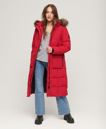 Women's Everest Longline Puffer Coat Red / Deep Red - Size: 10 - Superdry - Modalova