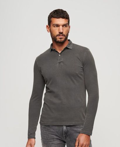 Men's Studios Long Sleeve Jersey Polo Shirt / Washed - Size: M - Superdry - Modalova