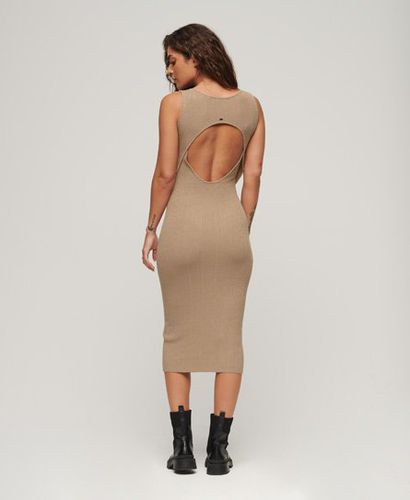 Women's Backless Knitted Midi Dress Beige / Light Taupe - Size: 12 - Superdry - Modalova