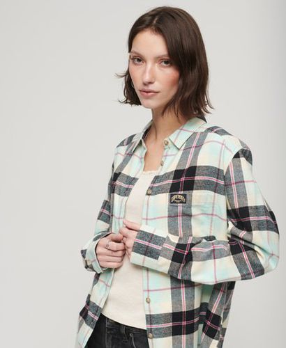 Women's Check Oversized Shirt / Aqua Check - Size: 10 - Superdry - Modalova