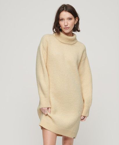 Women's Knitted Roll Neck Jumper Dress Beige / Brazilian Sand Beige - Size: 10 - Superdry - Modalova