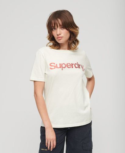 Damen Core Logo T-Shirt in Metallic-Optik, Größe: 36 - Superdry - Modalova