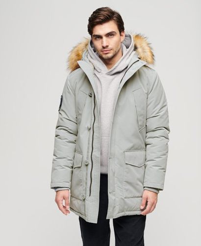 Men's Everest Faux Fur Hooded Parka Coat Light Blue / Skylark Grey - Size: XL - Superdry - Modalova